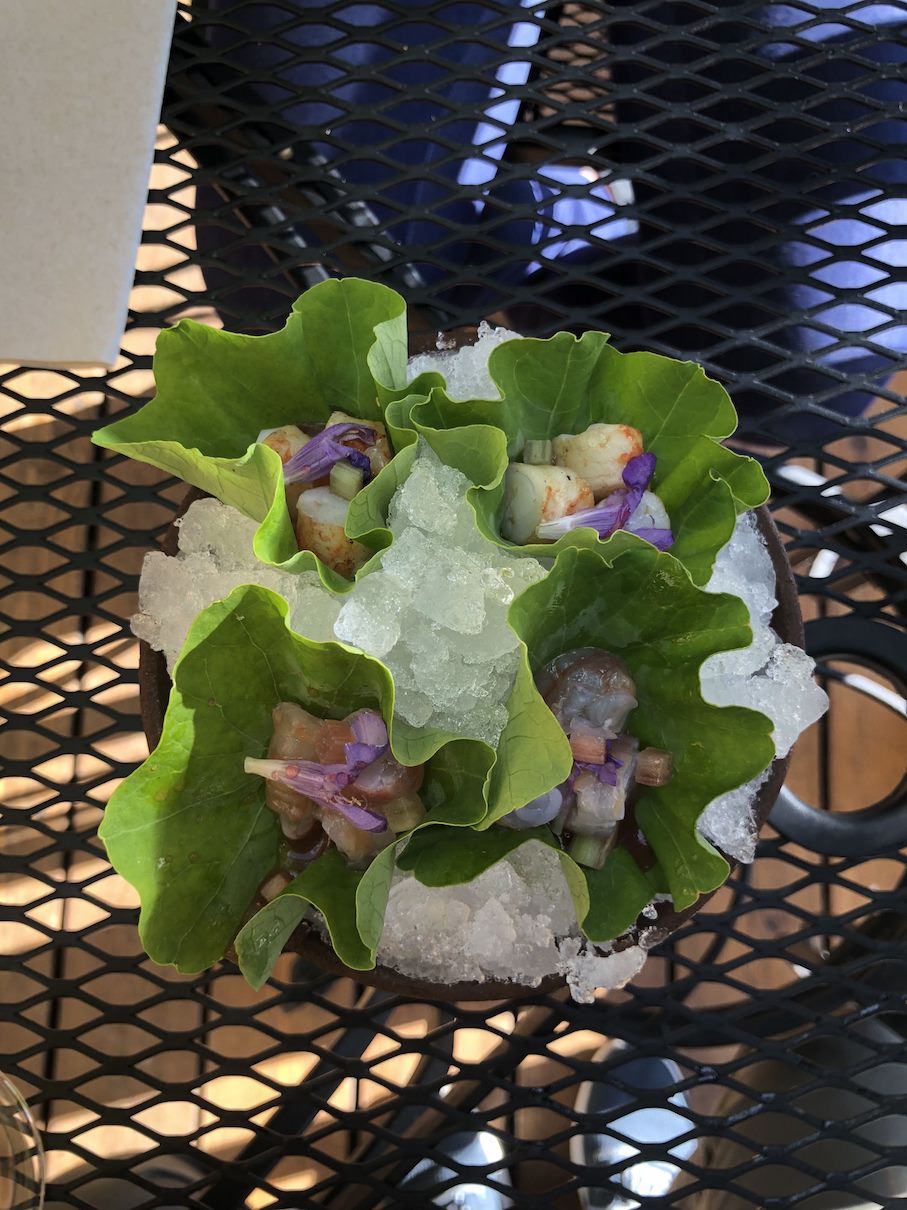 Lettuce wrap with fish at The Willows Inn