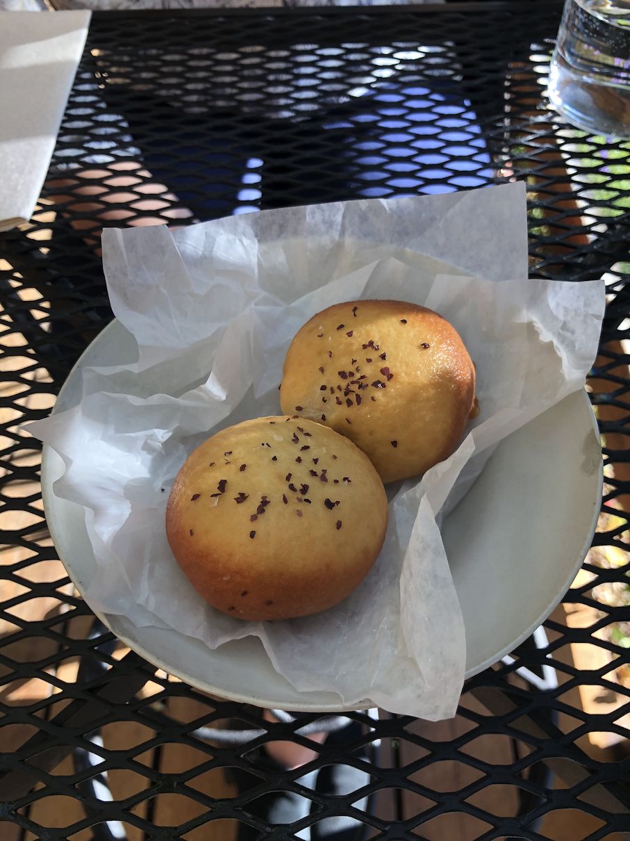 Bun filled with cod at The Willows Inn