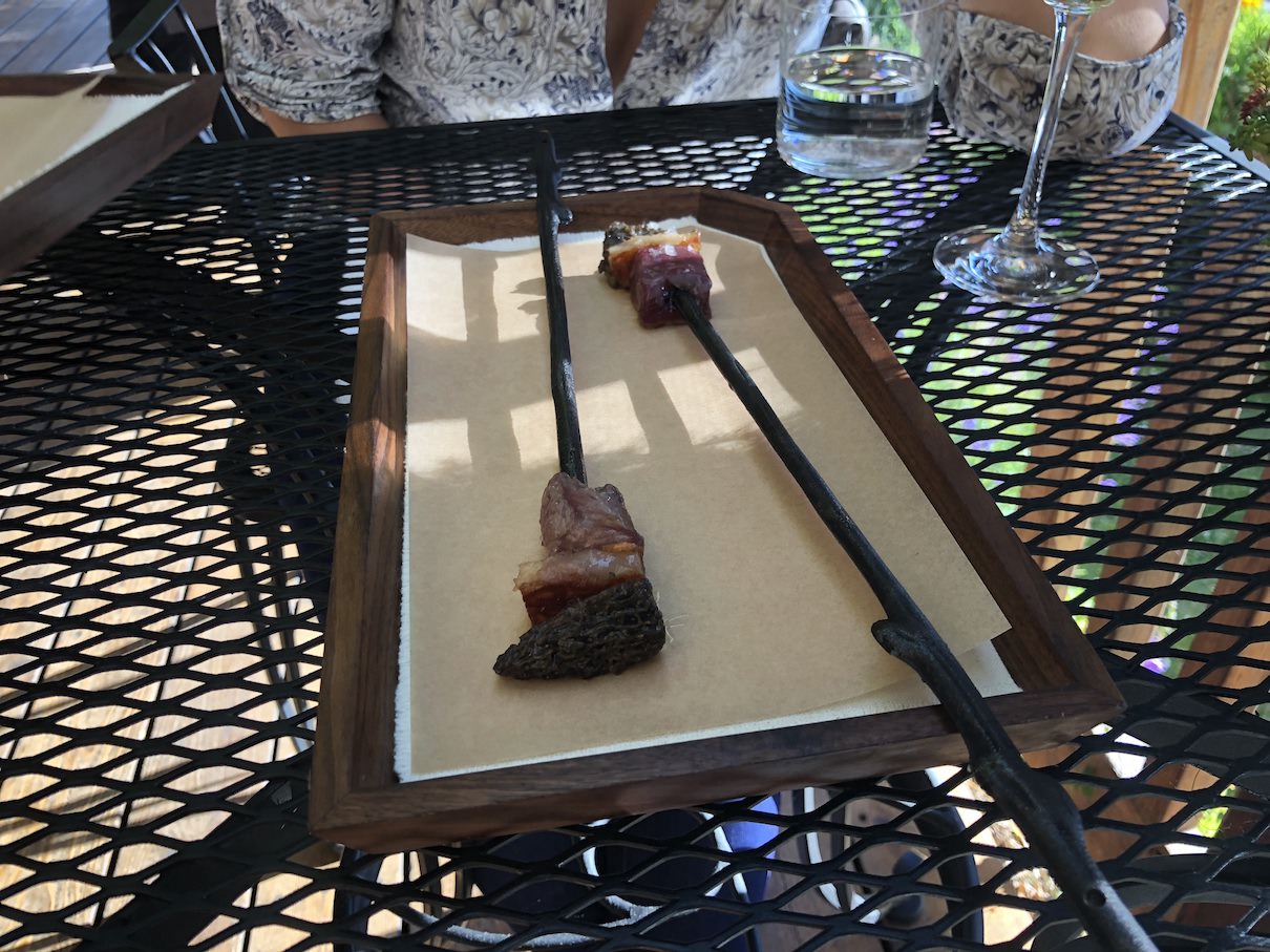 Venison skewers at The Willows Inn