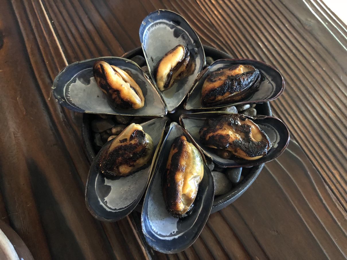 Smoked mussels at The Willows Inn