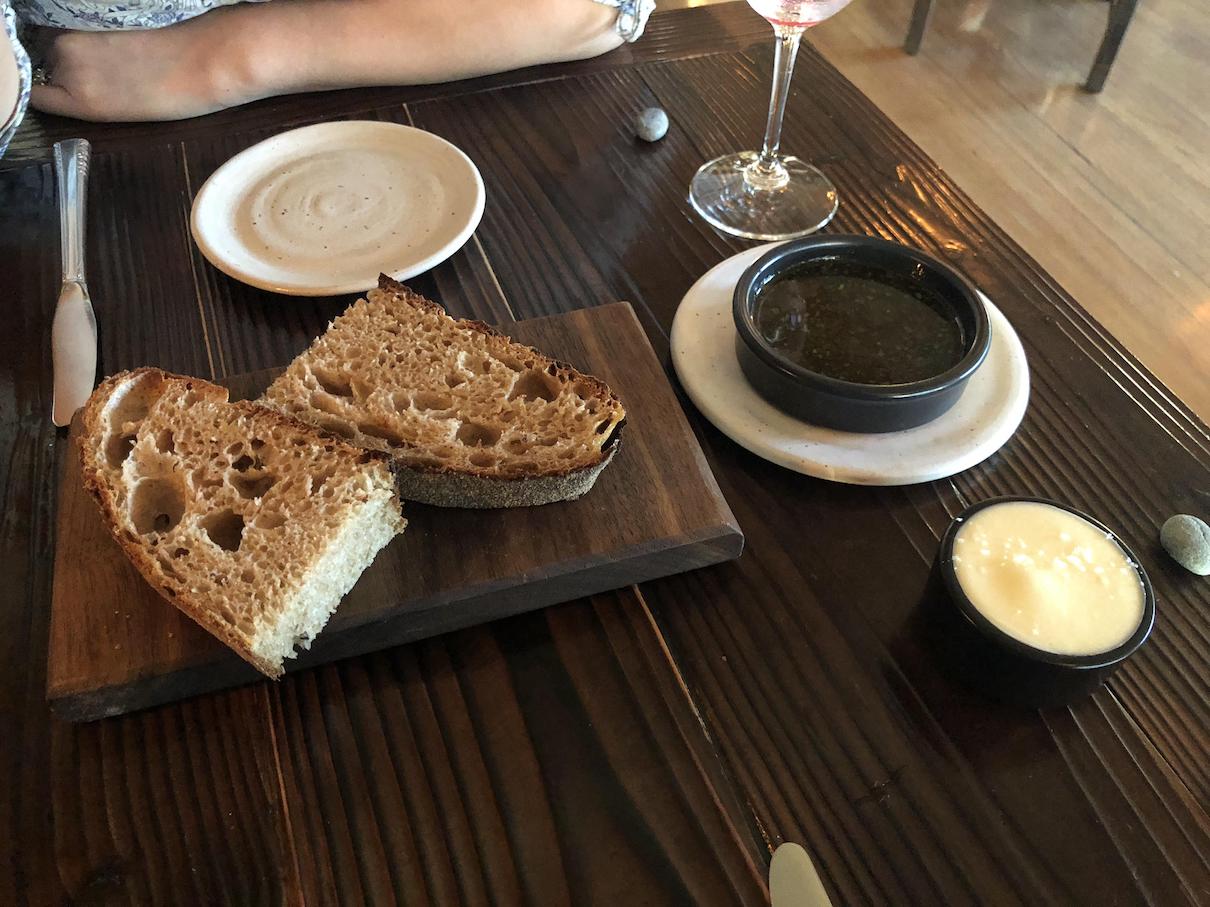 Sourdough bread with chicken fat and butter at The Willows Inn