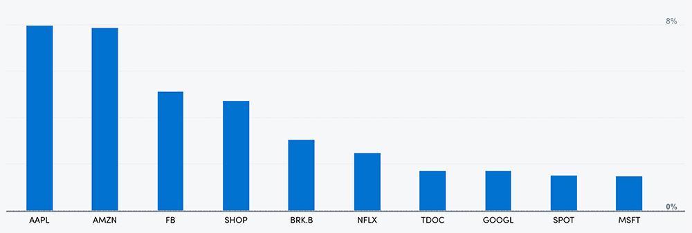 These are my top 10 single stock concentrations with Apple having overtaken Amazon in the past couple months.