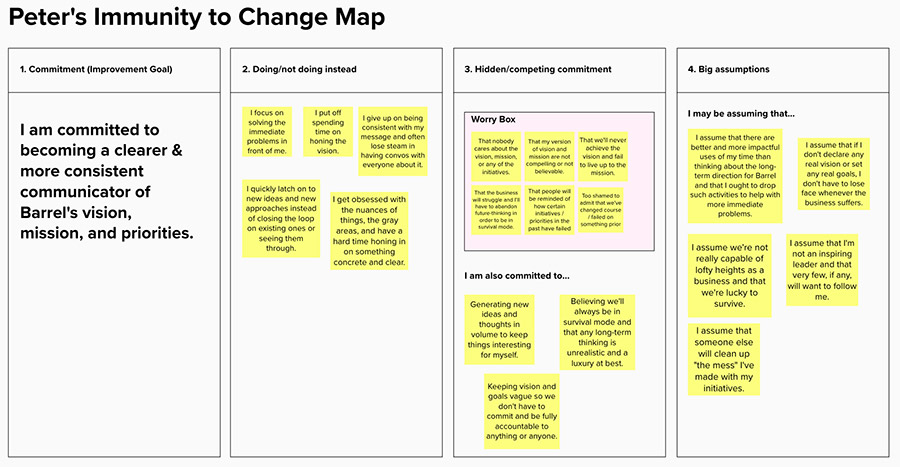 Peter's Immunity to Change Map