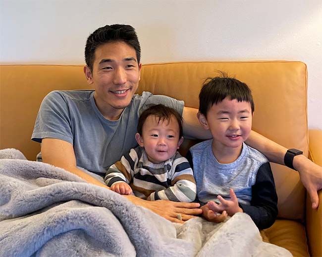 Peter Kang with his two sons