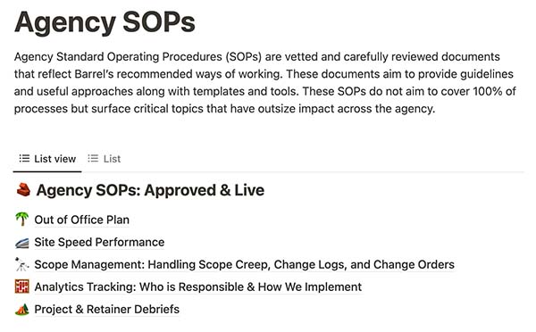 Agency SOPs