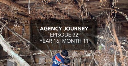 Agency Journey cover image - kids in wood filled shack