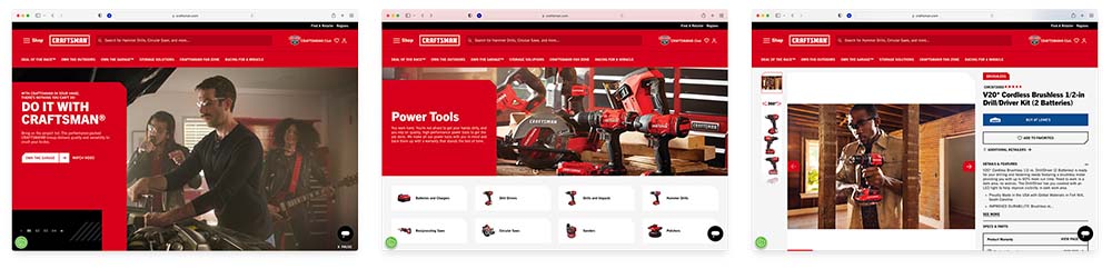 craftsman.com website screenshots